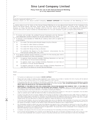 Sino Land Proxy Form