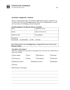 Swedish Housing Complaint Form