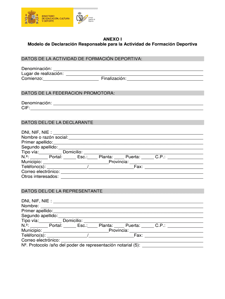 Modelo de declaracin responsable para las AFD - Consejo Vista previa en la página 1