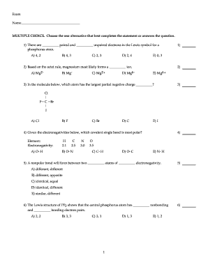 Chemistry Multiple Choice Exam