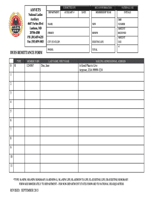 AMVETS Dues Remittance Form