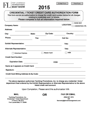 Credential Ticket Credit Card Authorization Form