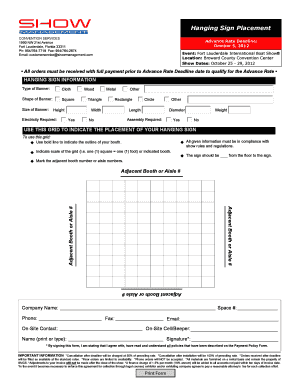 Hanging Sign Placement Form