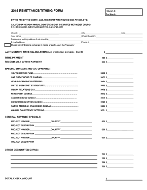2015 Remittance/Tithing Form