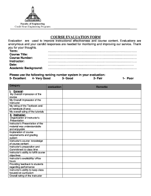 Course Evaluation Form
