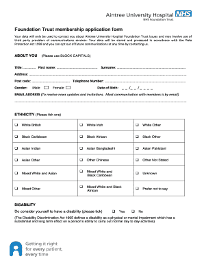 Aintree University Hospital Foundation Trust Membership Application Form