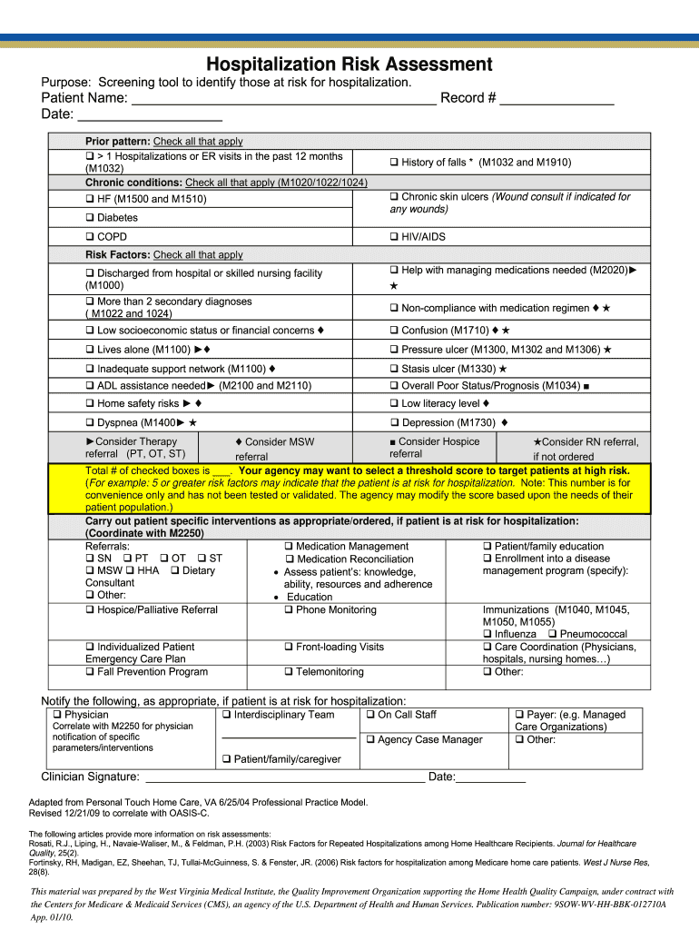 champs fall risk assessment tool Preview on Page 1