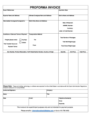 Proforma invoice format - consignee