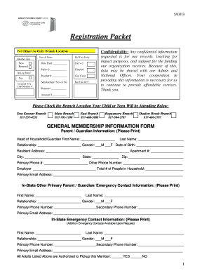 Boys & Girls Clubs of Arlington Membership Registration Form