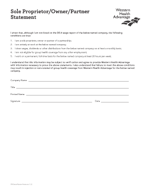 Sole Proprietor Owner Partner Statement