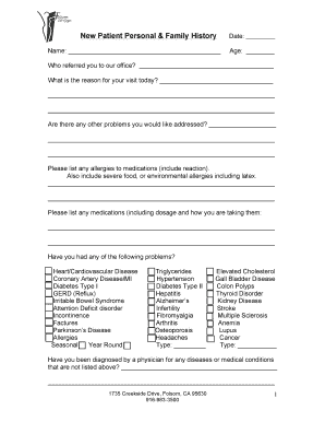 New Patient Personal & Family History Form
