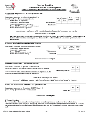 Behavioral Health Screening Form