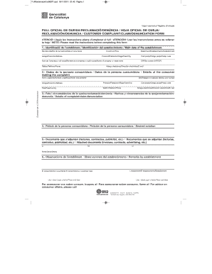 Catalan Consumer Complaint Form