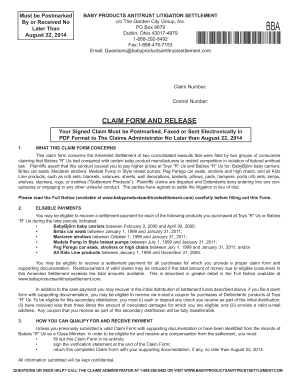 Baby Products Antitrust Litigation Settlement Claim Form