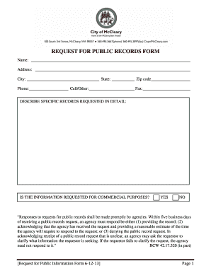 Request for Public Records Form