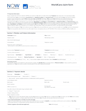 WorldCare Medical Claim Form