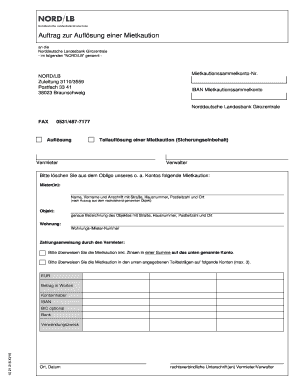 Auftrag zur Auflösung einer Mietkaution