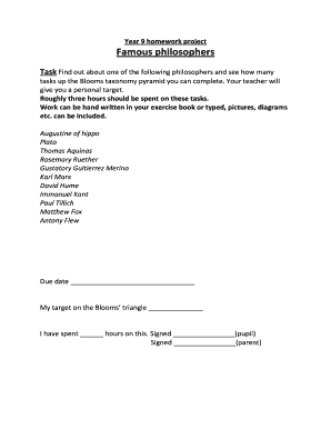 Year 9 Homework Project on Famous Philosophers