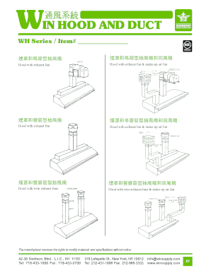 Hood and Exhaust Fan Specification Form