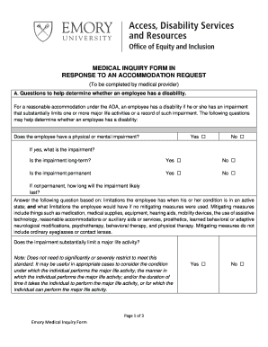 Emory Medical Inquiry Form