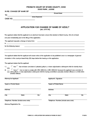 Ohio Adult Name Change Application