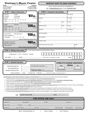 Giuliano’s Music Center Monthly Rent-to-Own Contract