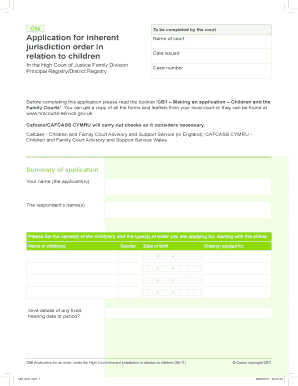 C66 Application for High Court Inherent Jurisdiction Order