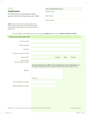 C63 Application for Declaration of Parentage