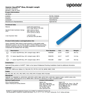 Uponor AquaPEX Blue Tubing Submittal Form