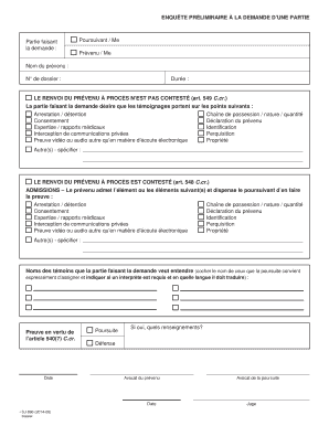 ENQUÊTE PRÉLIMINAIRE À LA DEMANDE D’UNE PARTIE