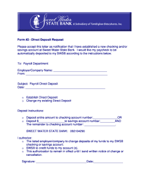 Direct Deposit Request Form