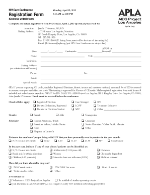 Registration bFormb - AIDS Project Los Angeles