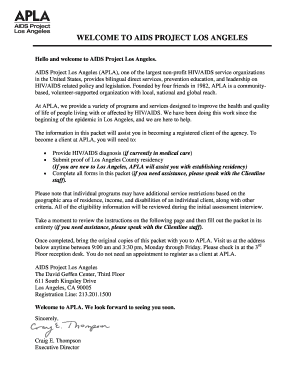 AIDS Project Los Angeles Registration Form