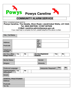 Powys Careline Community Alarm Service Application