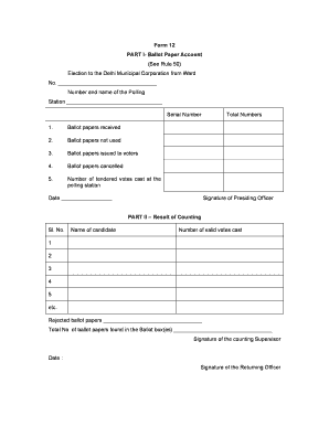 Delhi Municipal Corporation Ballot Paper Account