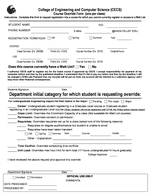 Course Override Form
