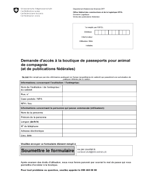 Demande d'accès à la boutique de passeports pour animal de compagnie