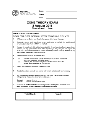 Netball Zone Theory Exam