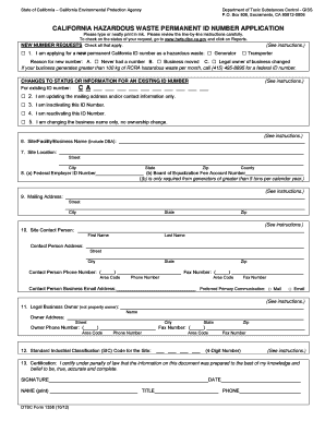California Hazardous Waste Permanent ID Number Application