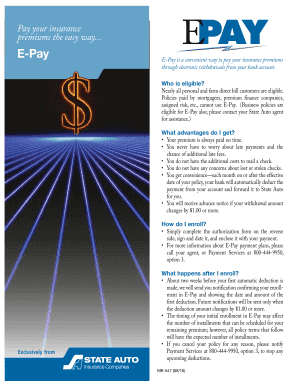 State Auto Insurance E-Pay Authorization Form