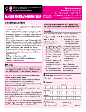 Overeaters Anonymous Group Registration/Change Form