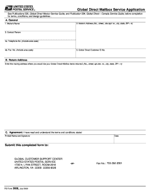 USPS Global Direct Mailbox Service Application