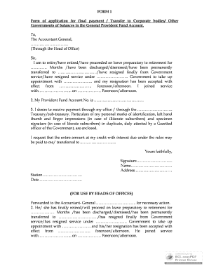 Government Provident Fund Final Payment Application