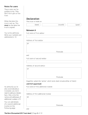 Bare Discounted Gift Trust Deed