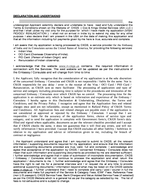Declaration and Undertaking for Indian Visa/OCI/PIO/Renunciation