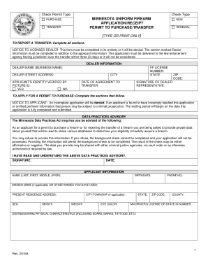 Minnesota Uniform Firearm Application