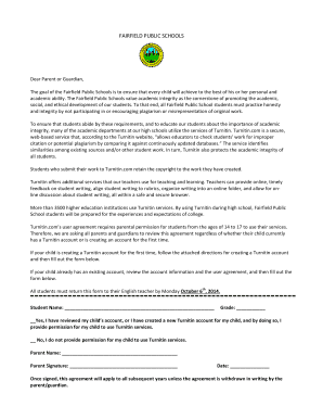 Fairfield Public Schools Turnitin Permission Form
