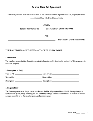 Sunrise Place Pet Agreement