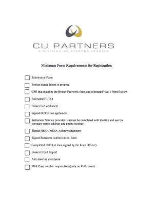 Minimum Form Requirements for Registration - CU Partners