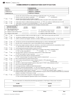 Homeowner's Association Certification